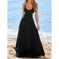 Black Plain Cut Out Back Halter Maxi Dress
